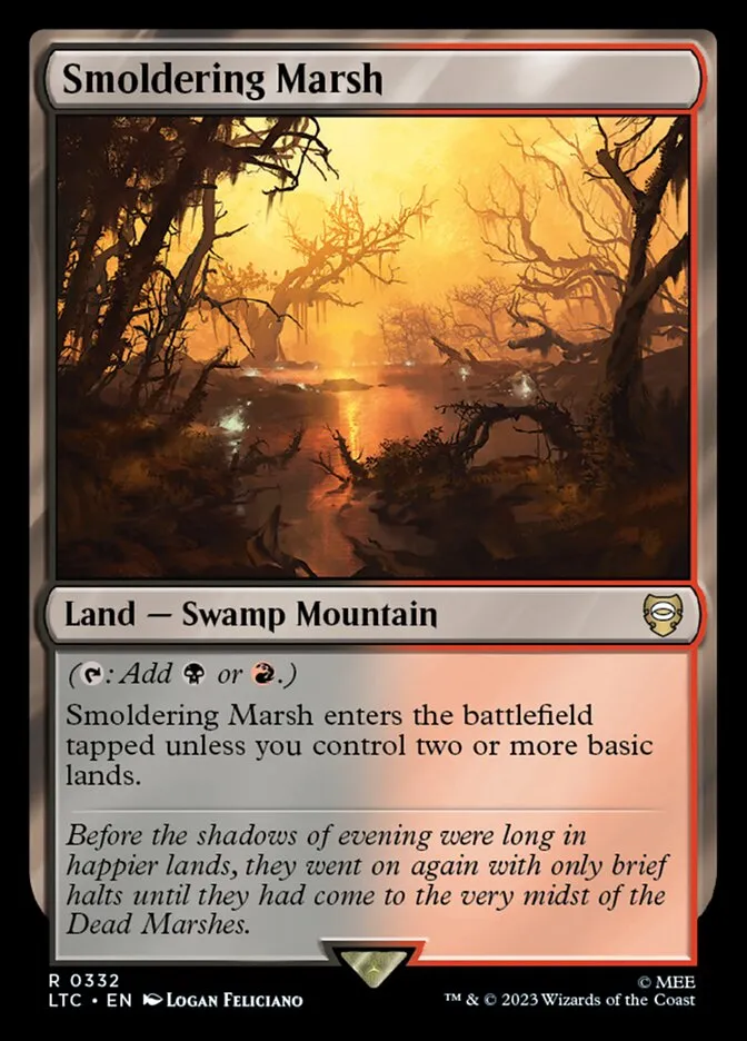 2023 Tales of Middle-earth Commander Smoldering Marsh #332 rare card image