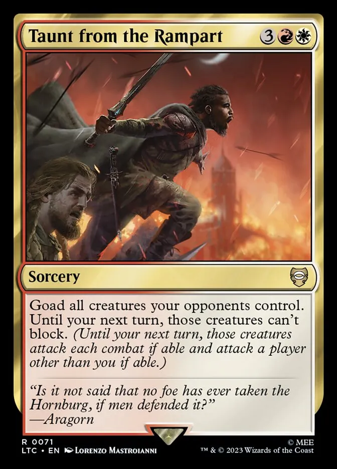 2023 Tales of Middle-earth Commander Taunt from the Rampart #71 rare card image