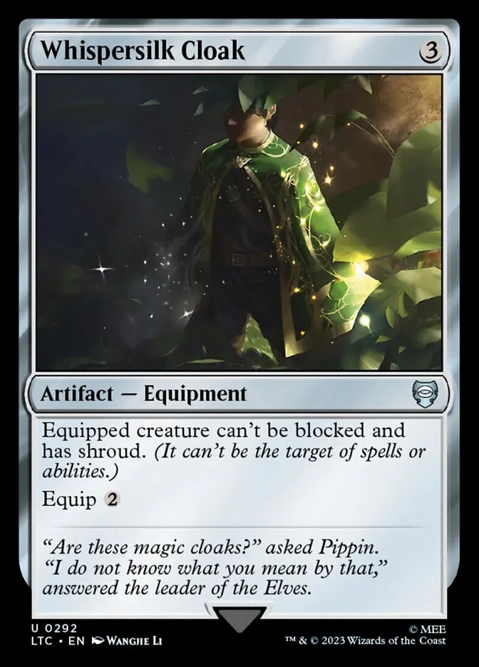 2023 Tales of Middle-earth Commander Whispersilk Cloak #292 uncommon card image