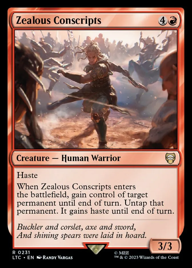 2023 Tales of Middle-earth Commander Zealous Conscripts #231 rare card image