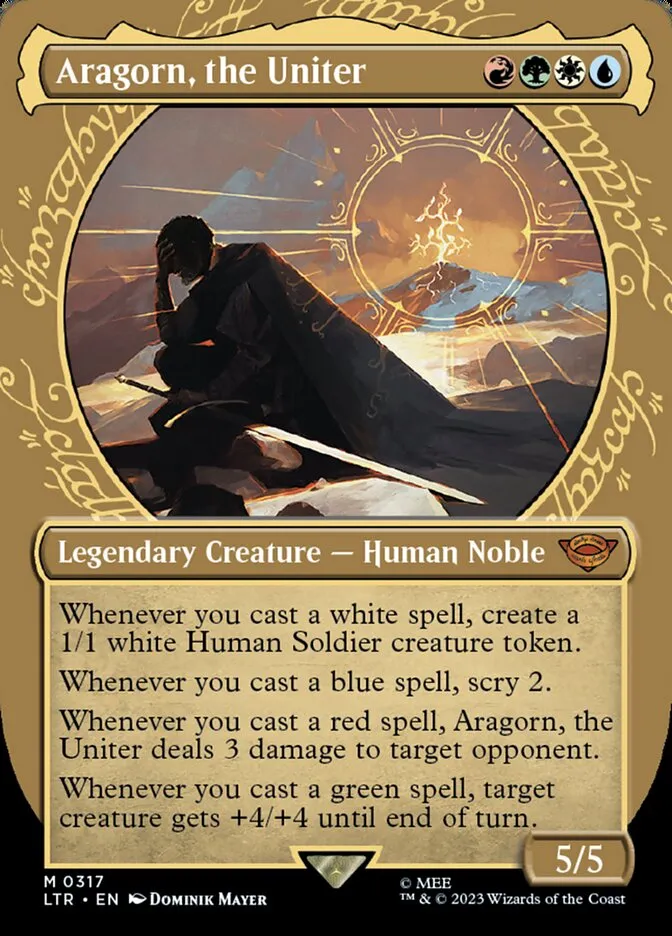 2023 The Lord of the Rings: Tales of Middle-earth Aragorn, the Uniter #317 mythic card image