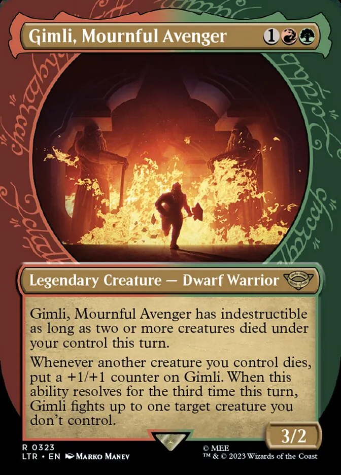 2023 The Lord of the Rings: Tales of Middle-earth Gimli, Mournful Avenger #323 rare card image