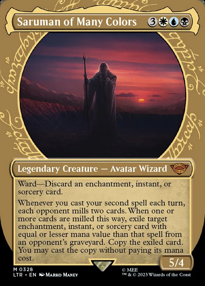 2023 The Lord of the Rings: Tales of Middle-earth Saruman of Many Colors #328 mythic card image