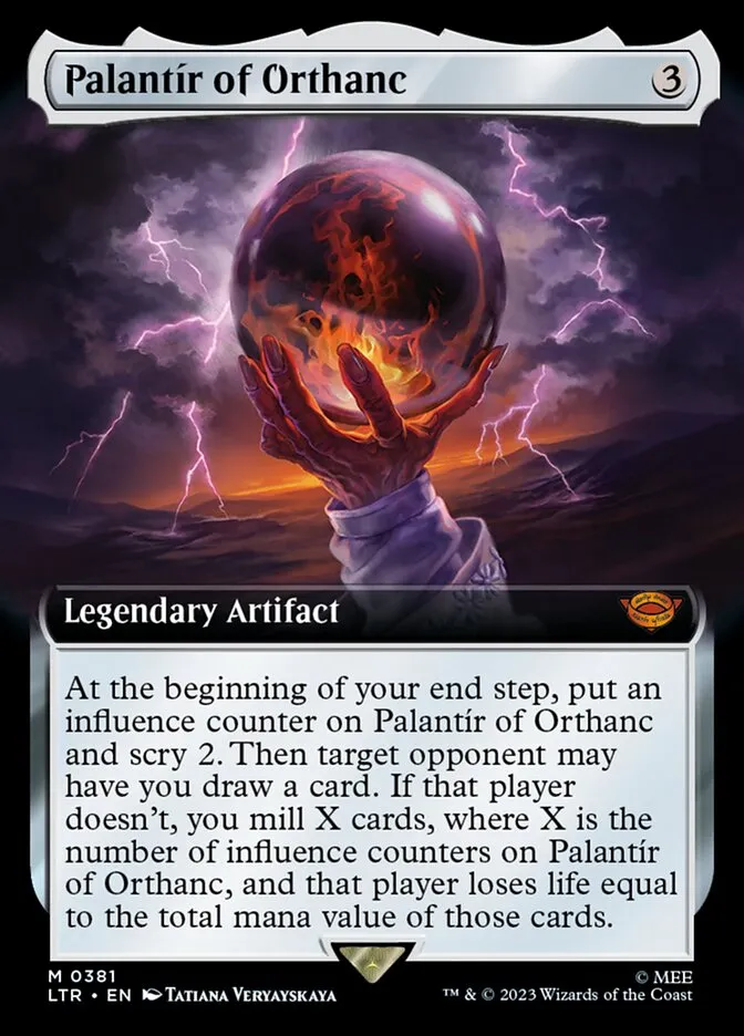 2023 The Lord of the Rings: Tales of Middle-earth Palantír of Orthanc #381 mythic card image