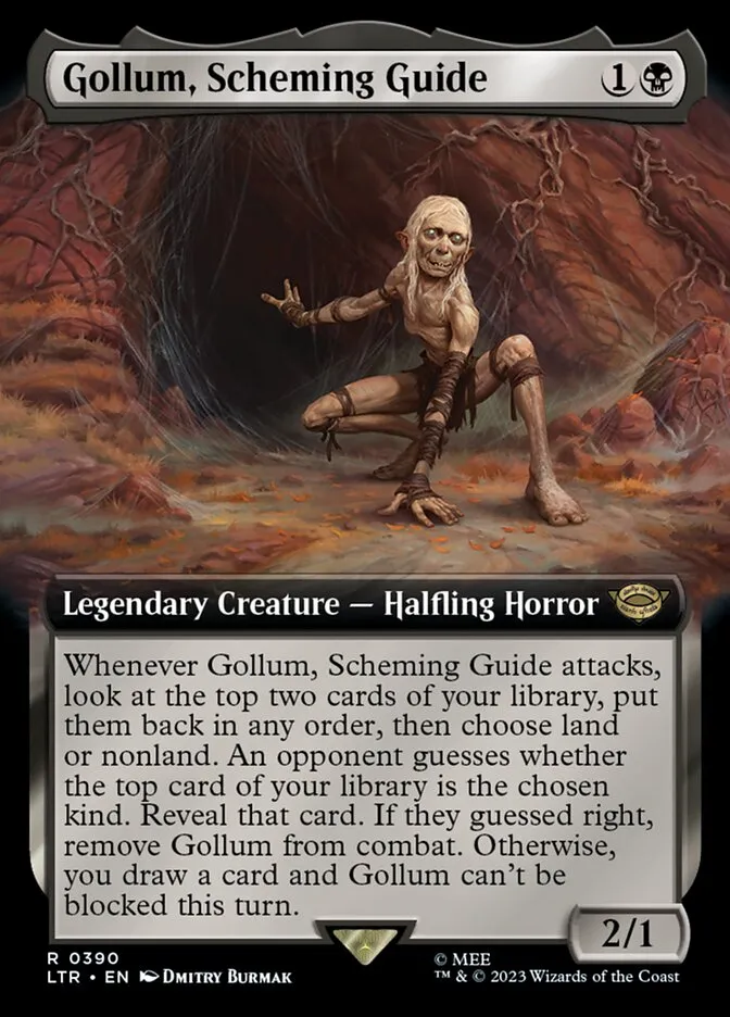 2023 The Lord of the Rings: Tales of Middle-earth Gollum, Scheming Guide #390 rare card image