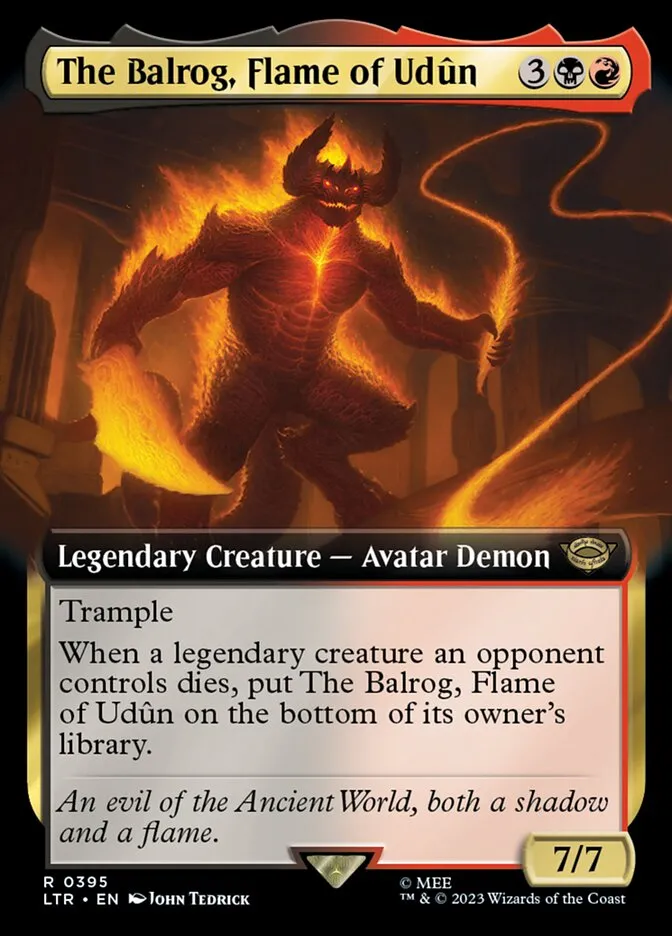 2023 The Lord of the Rings: Tales of Middle-earth The Balrog, Flame of Udûn #395 rare card image