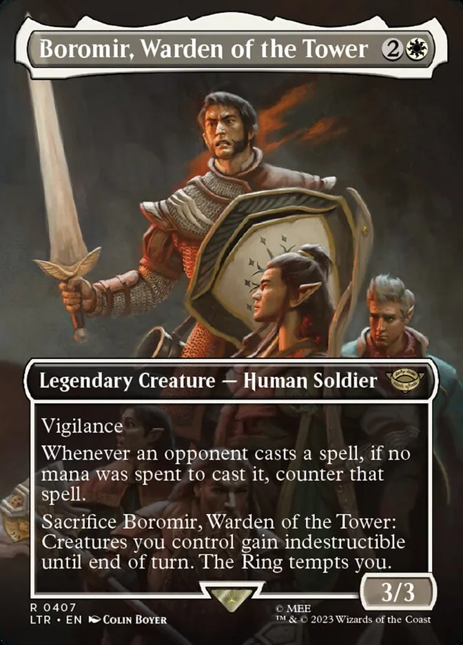 2023 The Lord of the Rings: Tales of Middle-earth Boromir, Warden of the Tower #407 rare card image