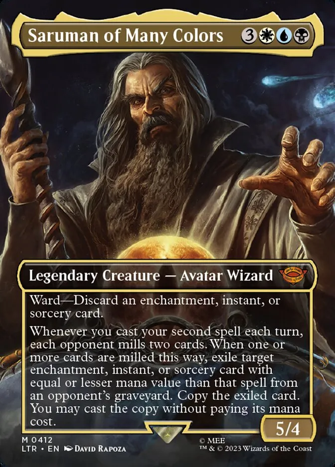 2023 The Lord of the Rings: Tales of Middle-earth Saruman of Many Colors #412 mythic card image