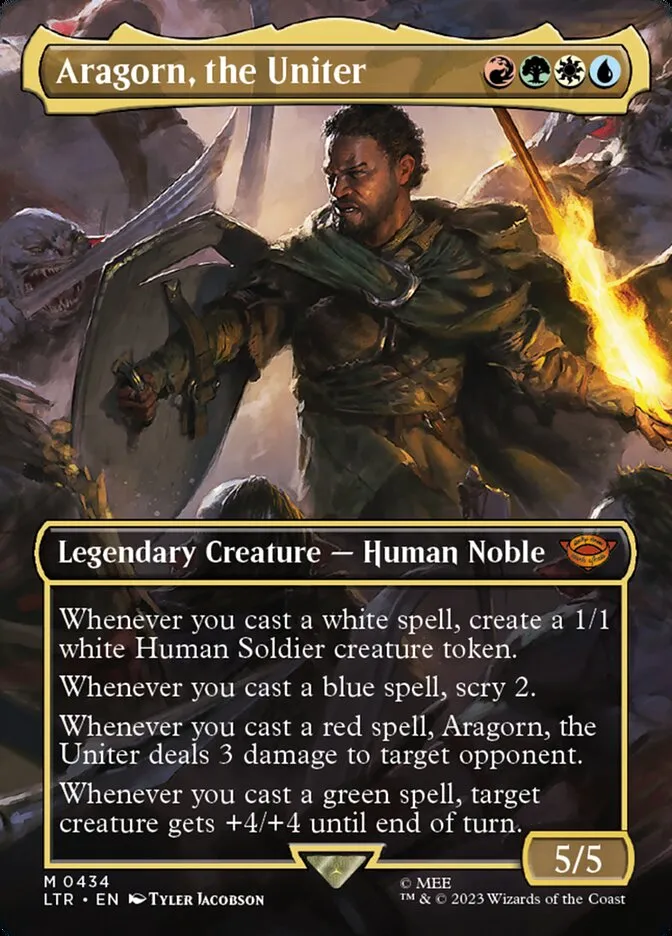 2023 The Lord of the Rings: Tales of Middle-earth Aragorn, the Uniter #434 mythic card image