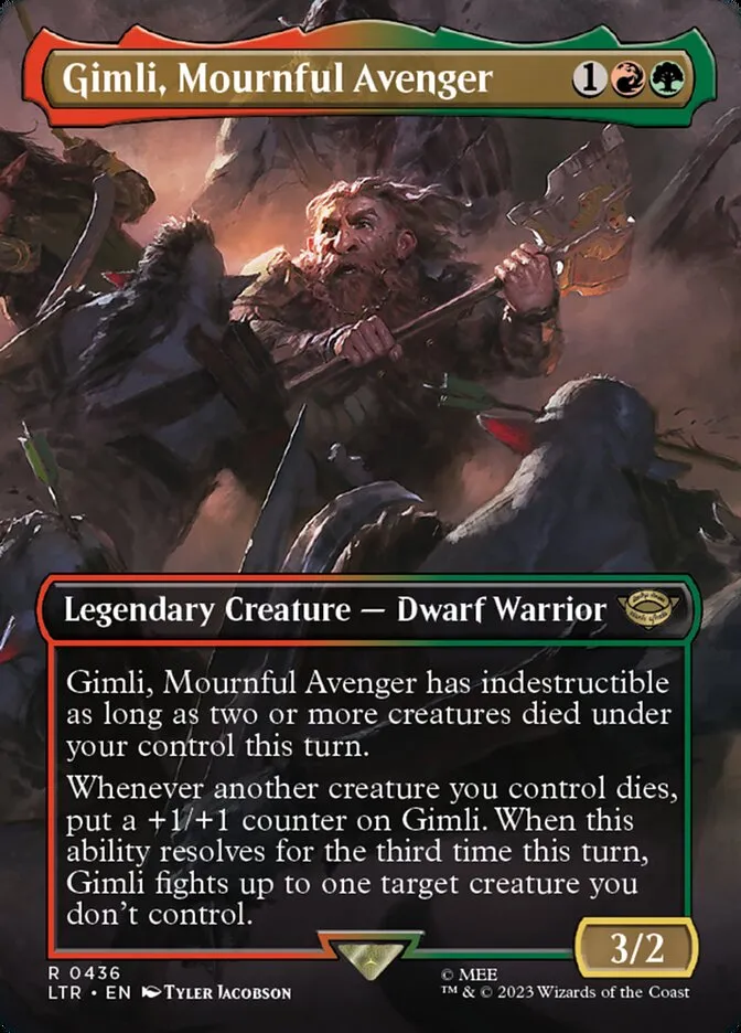 2023 The Lord of the Rings: Tales of Middle-earth Gimli, Mournful Avenger #436 rare card image