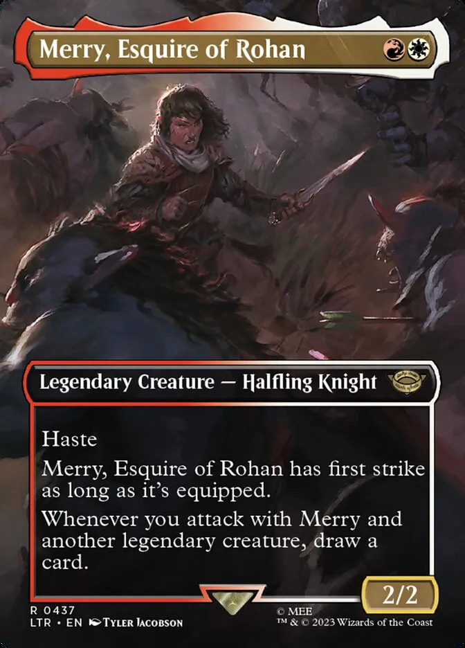 2023 The Lord of the Rings: Tales of Middle-earth Merry, Esquire of Rohan #437 rare card image
