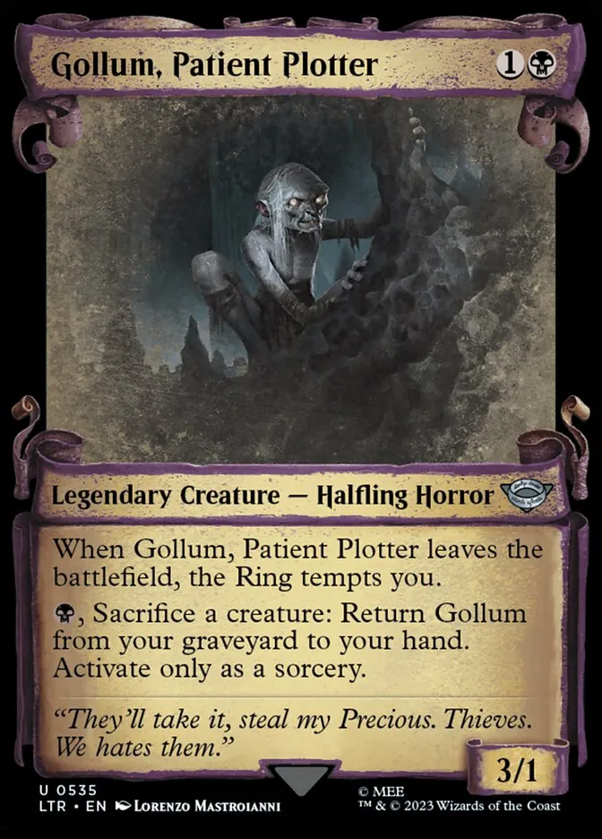 2023 The Lord of the Rings: Tales of Middle-earth Gollum, Patient Plotter #535 uncommon card image
