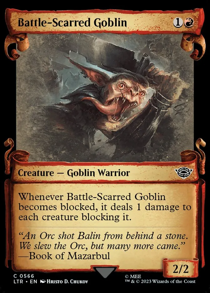 2023 The Lord of the Rings: Tales of Middle-earth Battle-Scarred Goblin #566 common card image