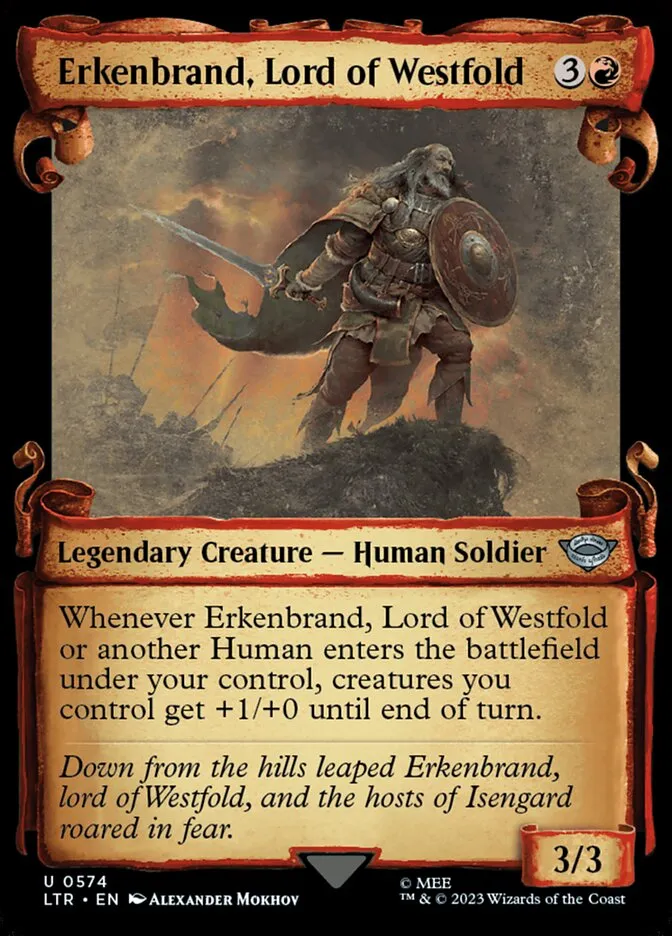 2023 The Lord of the Rings: Tales of Middle-earth Erkenbrand, Lord of Westfold #574 uncommon card image
