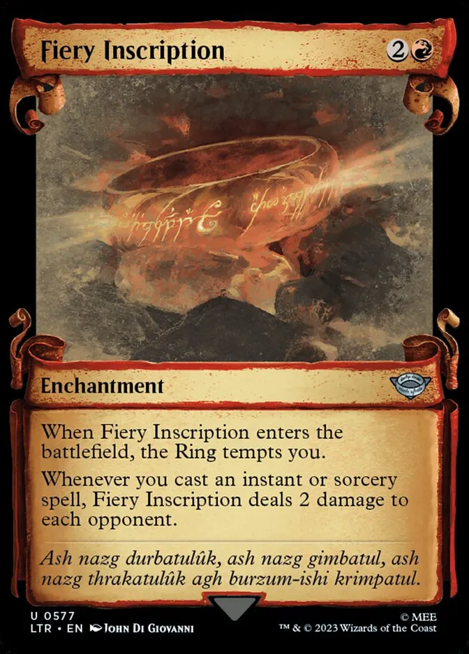 2023 The Lord of the Rings: Tales of Middle-earth Fiery Inscription #577 uncommon card image