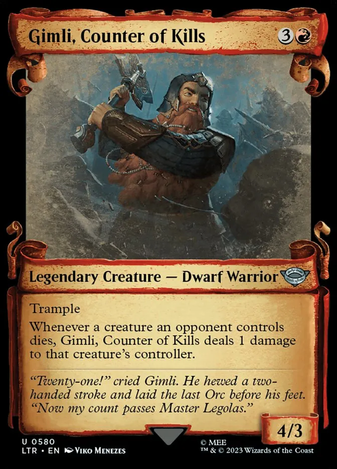 2023 The Lord of the Rings: Tales of Middle-earth Gimli, Counter of Kills #580 uncommon card image