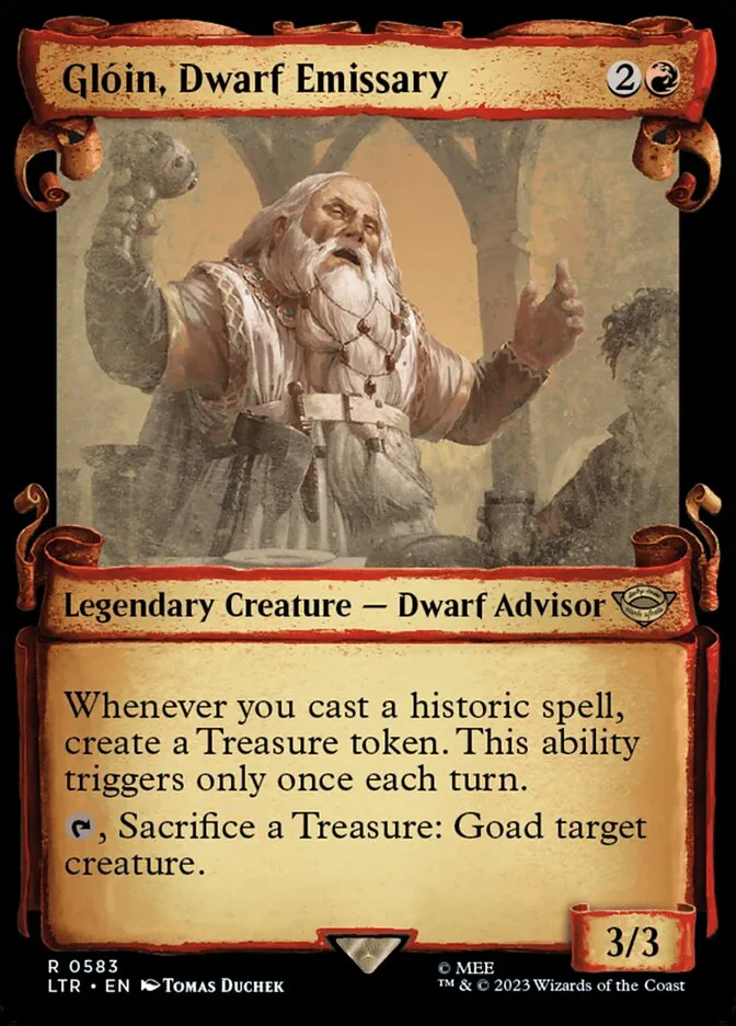 2023 The Lord of the Rings: Tales of Middle-earth Glóin, Dwarf Emissary #583 rare card image