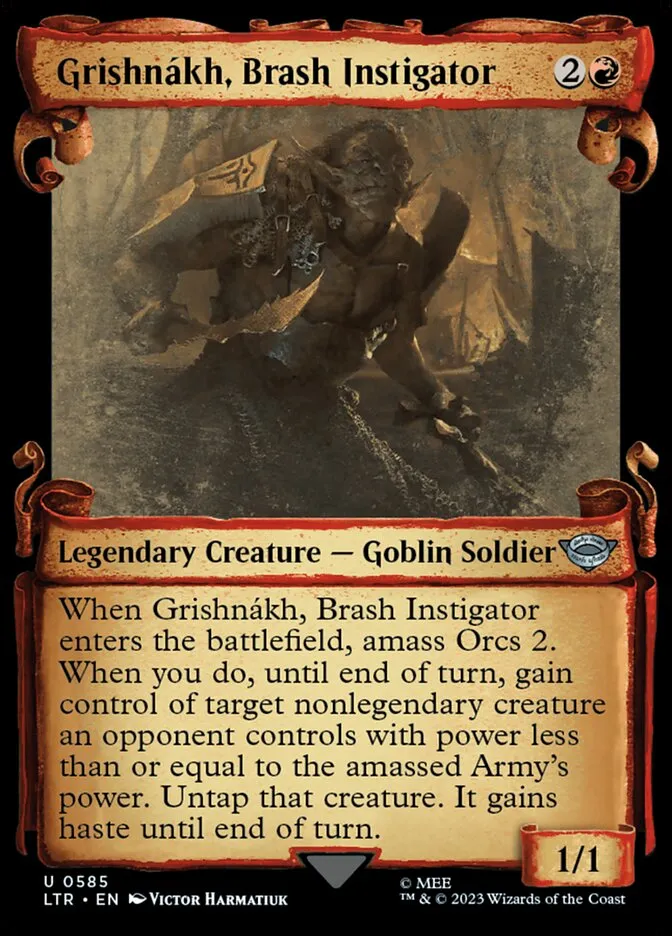 2023 The Lord of the Rings: Tales of Middle-earth Grishnákh, Brash Instigator #585 uncommon card image