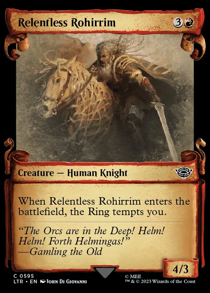 2023 The Lord of the Rings: Tales of Middle-earth Relentless Rohirrim #595 common card image