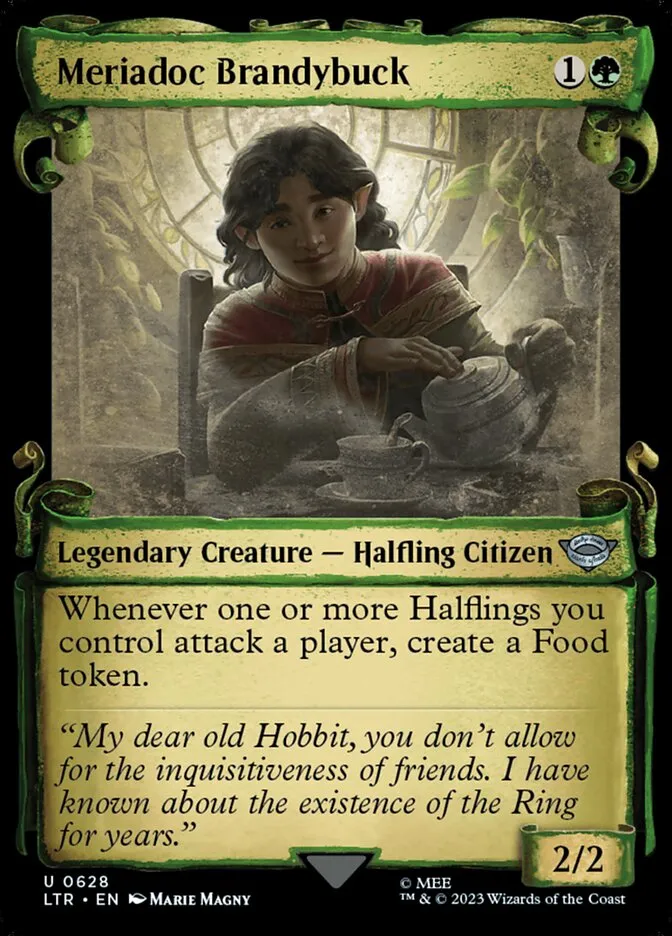 2023 The Lord of the Rings: Tales of Middle-earth Meriadoc Brandybuck #628 uncommon card image