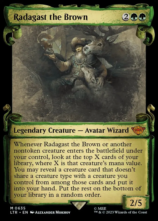 2023 The Lord of the Rings: Tales of Middle-earth Radagast the Brown #635 mythic card image