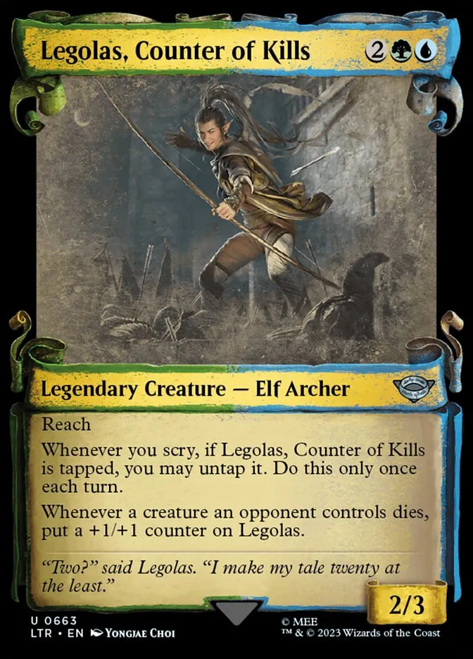 2023 The Lord of the Rings: Tales of Middle-earth Legolas, Counter of Kills #663 uncommon card image