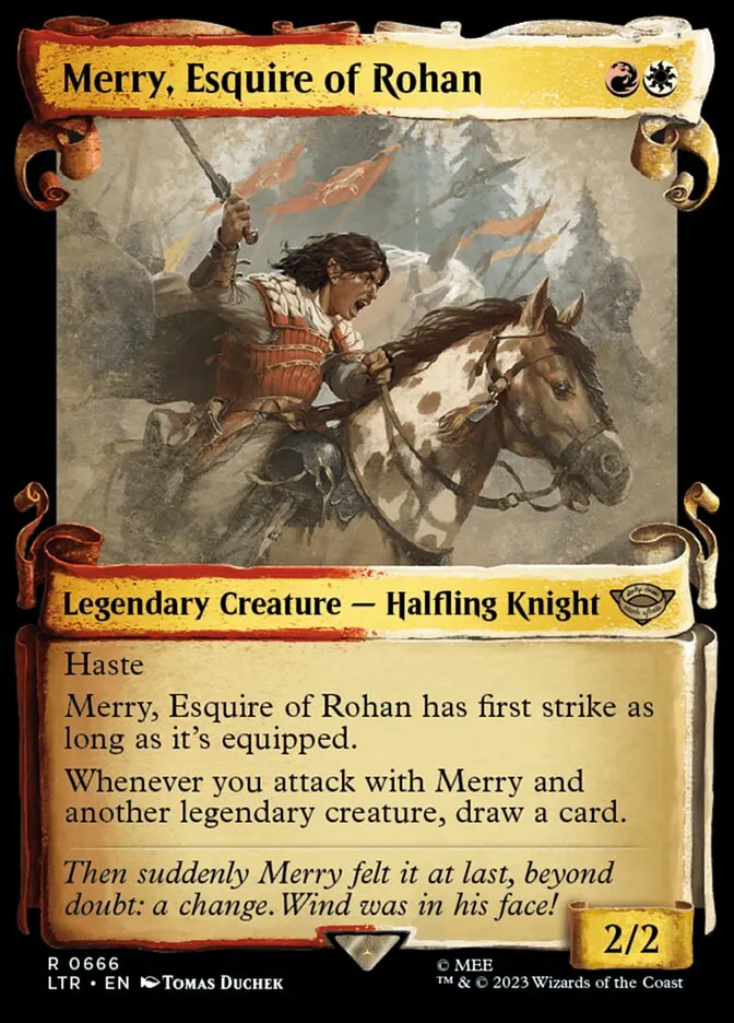 2023 The Lord of the Rings: Tales of Middle-earth Merry, Esquire of Rohan #666 rare card image