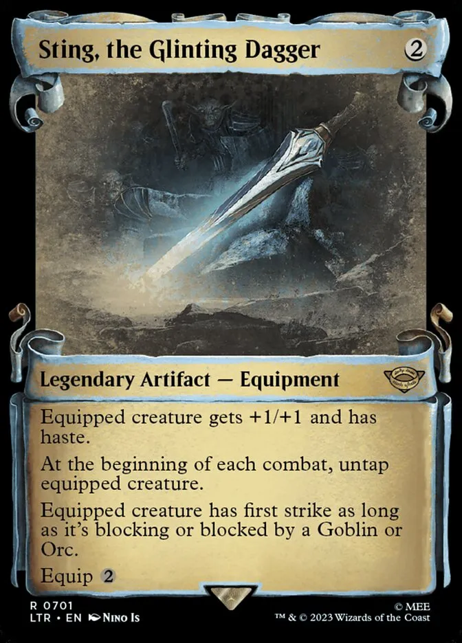 2023 The Lord of the Rings: Tales of Middle-earth Sting, the Glinting Dagger #701 rare card image