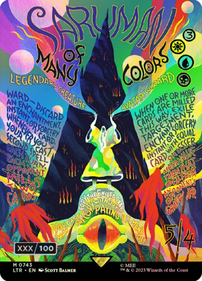 2023 The Lord of the Rings: Tales of Middle-earth Saruman of Many Colors #743z mythic card image