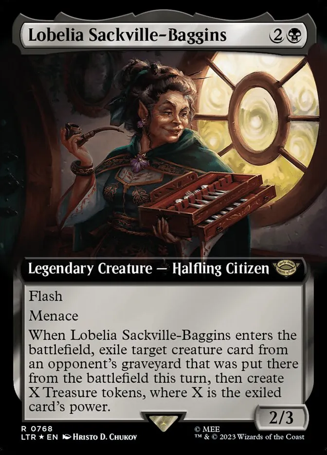 2023 The Lord of the Rings: Tales of Middle-earth Lobelia Sackville-Baggins #768 rare card image