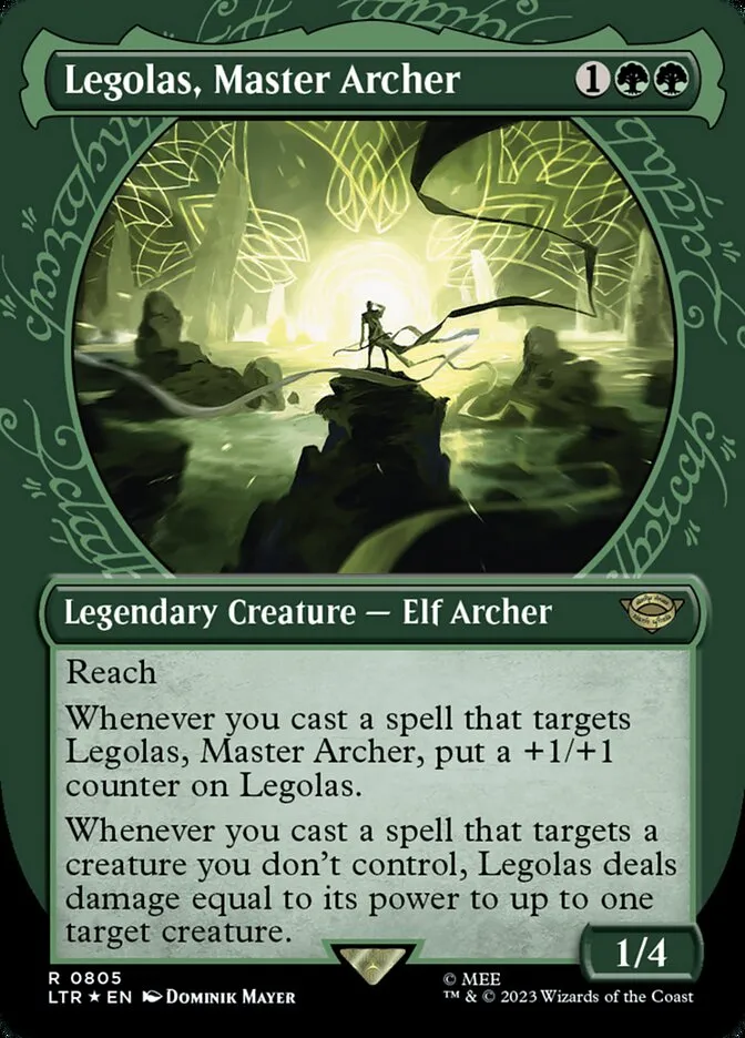 2023 The Lord of the Rings: Tales of Middle-earth Legolas, Master Archer #805 rare card image