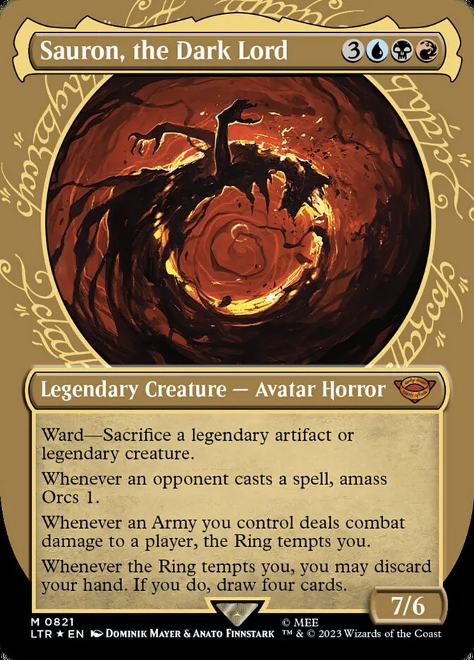 2023 The Lord of the Rings: Tales of Middle-earth Sauron, the Dark Lord #821 mythic card image
