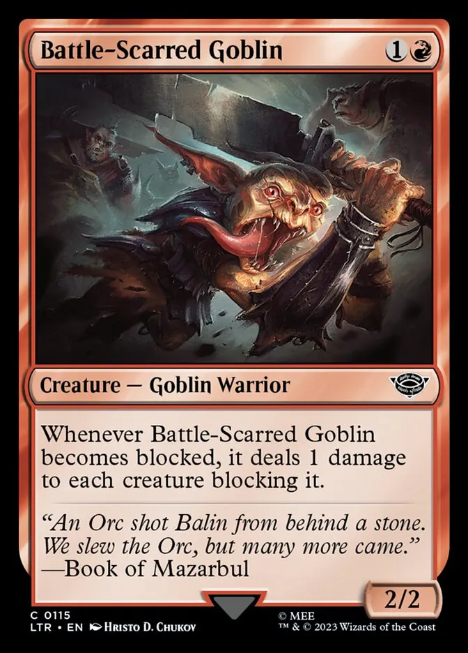 2023 The Lord of the Rings: Tales of Middle-earth Battle-Scarred Goblin #115 common card image