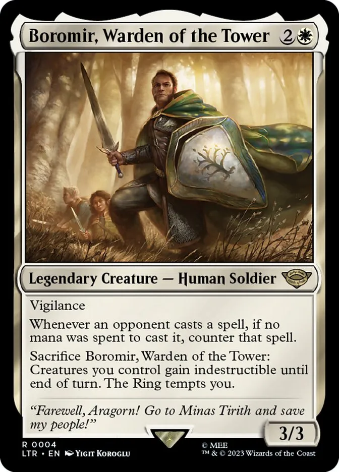 2023 The Lord of the Rings: Tales of Middle-earth Boromir, Warden of the Tower #4 rare card image
