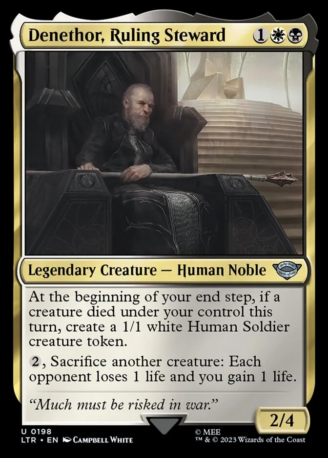 2023 The Lord of the Rings: Tales of Middle-earth Denethor, Ruling Steward #198 uncommon card image