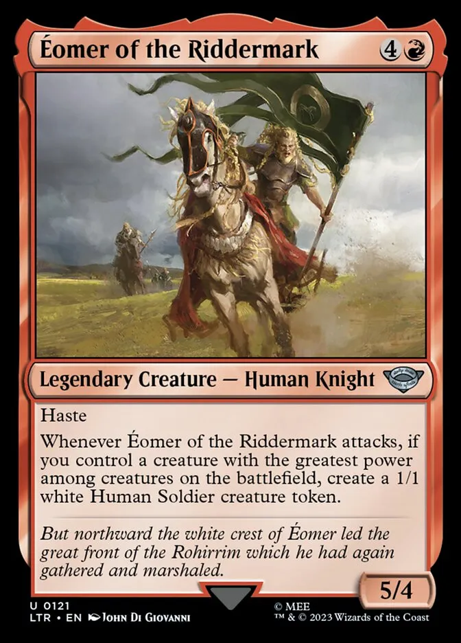 2023 The Lord of the Rings: Tales of Middle-earth Éomer of the Riddermark #121 uncommon card image