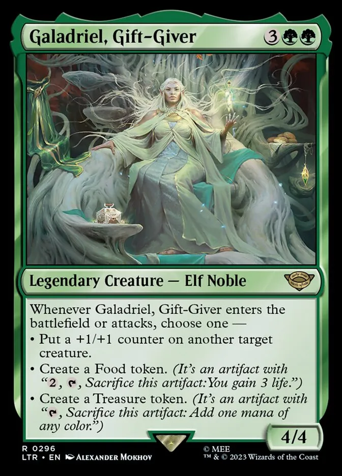 2023 The Lord of the Rings: Tales of Middle-earth Galadriel, Gift-Giver #296 rare card image