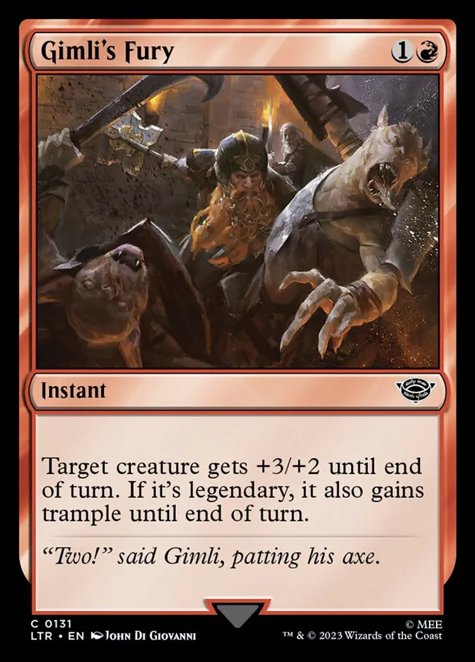 2023 The Lord of the Rings: Tales of Middle-earth Gimli's Fury #131 common card image