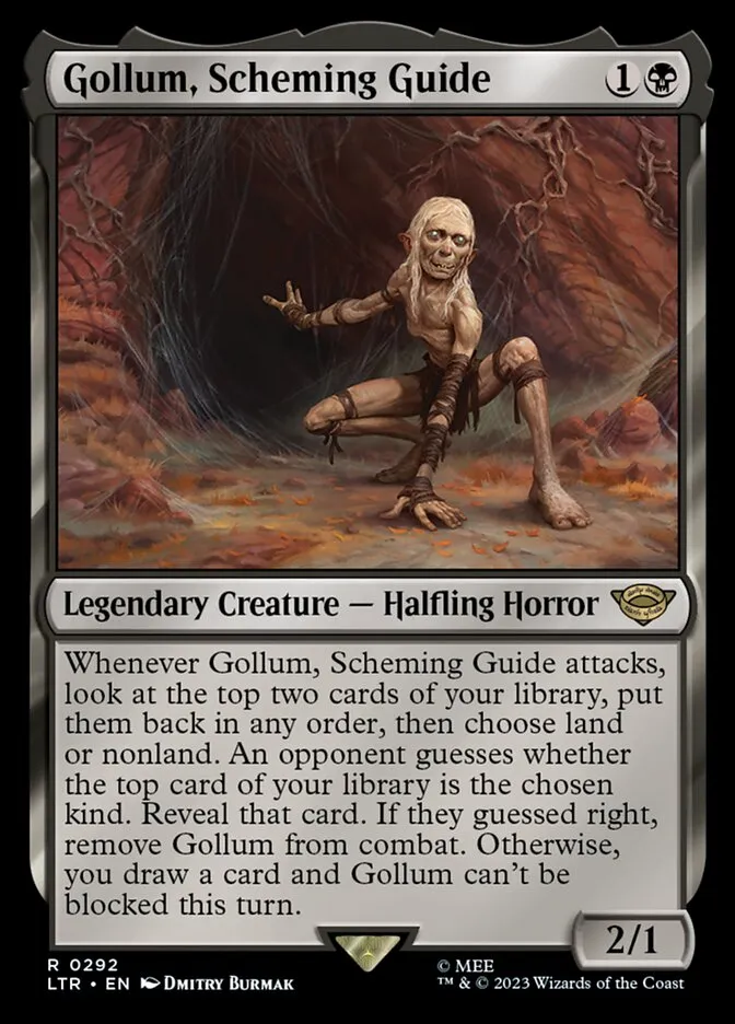 2023 The Lord of the Rings: Tales of Middle-earth Gollum, Scheming Guide #292 rare card image