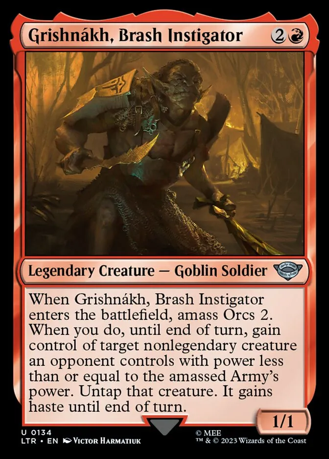 2023 The Lord of the Rings: Tales of Middle-earth Grishnákh, Brash Instigator #134 uncommon card image