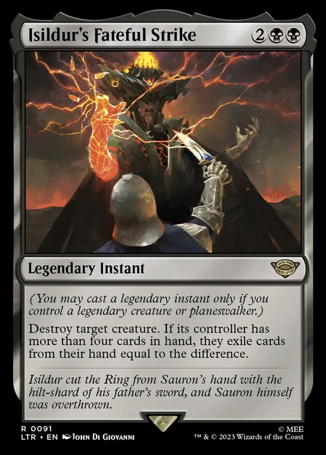 2023 The Lord of the Rings: Tales of Middle-earth Isildur's Fateful Strike #91 rare card image