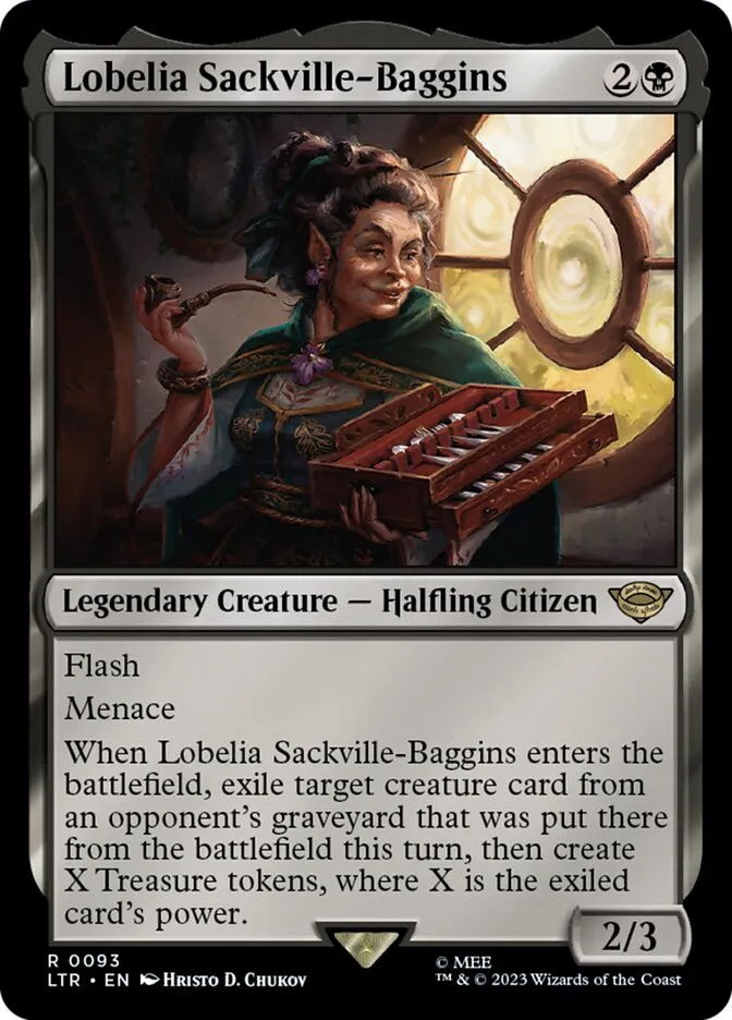 2023 The Lord of the Rings: Tales of Middle-earth Lobelia Sackville-Baggins #93 rare card image