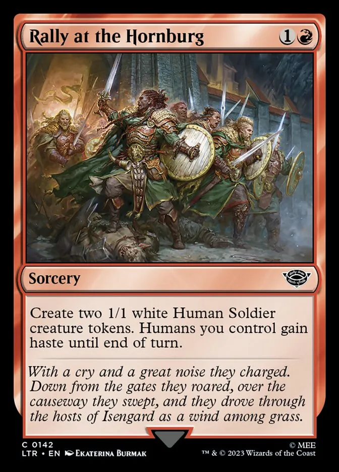 2023 The Lord of the Rings: Tales of Middle-earth Rally at the Hornburg #142 common card image