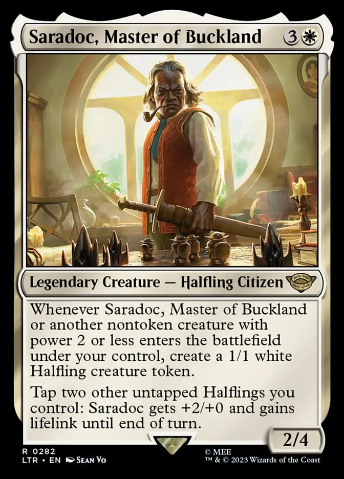 2023 The Lord of the Rings: Tales of Middle-earth Saradoc, Master of Buckland #282 rare card image