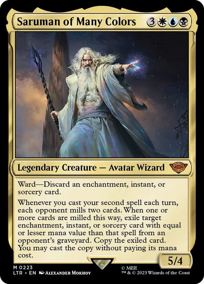 2023 The Lord of the Rings: Tales of Middle-earth Saruman of Many Colors #223 mythic card image