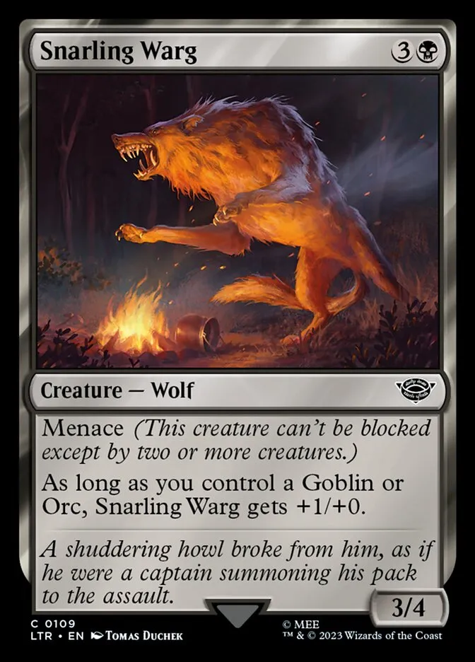 2023 The Lord of the Rings: Tales of Middle-earth Snarling Warg #109 common card image