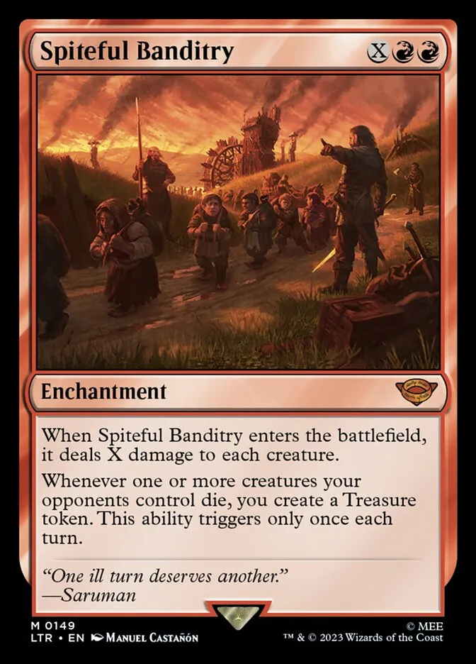 2023 The Lord of the Rings: Tales of Middle-earth Spiteful Banditry #149 mythic card image