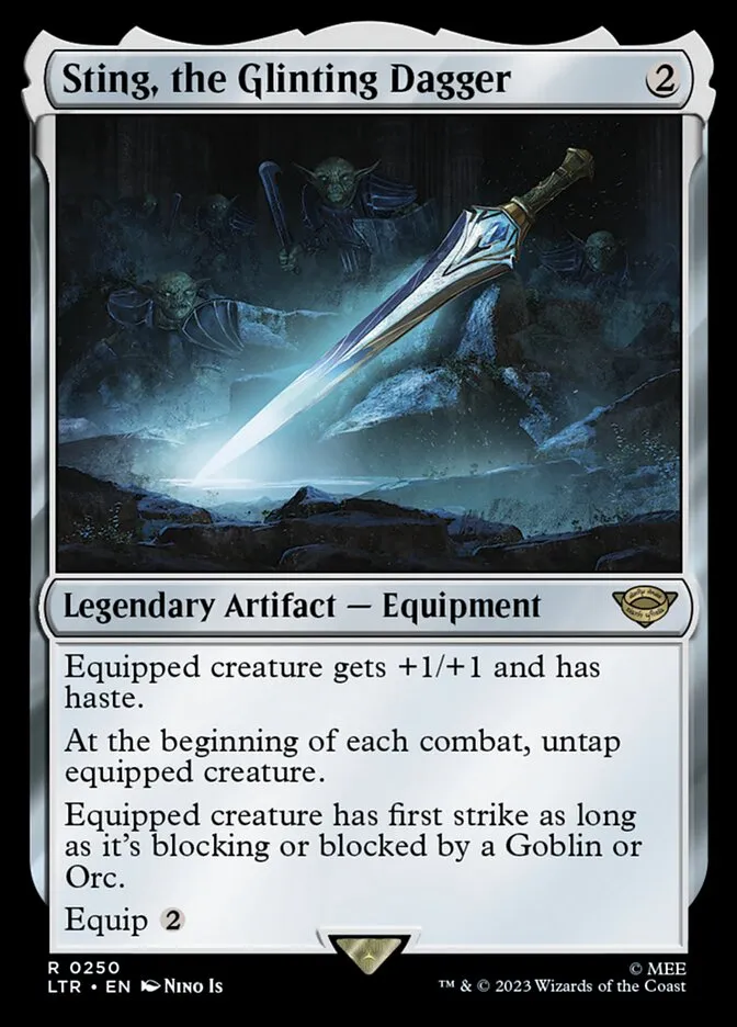 2023 The Lord of the Rings: Tales of Middle-earth Sting, the Glinting Dagger #250 rare card image