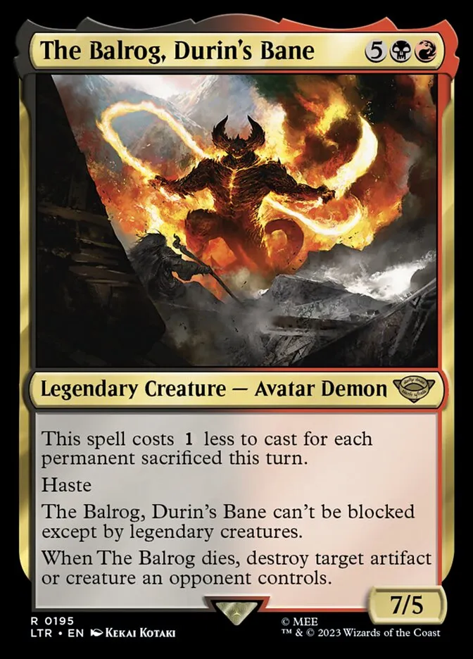 2023 The Lord of the Rings: Tales of Middle-earth The Balrog, Durin's Bane #195 rare card image