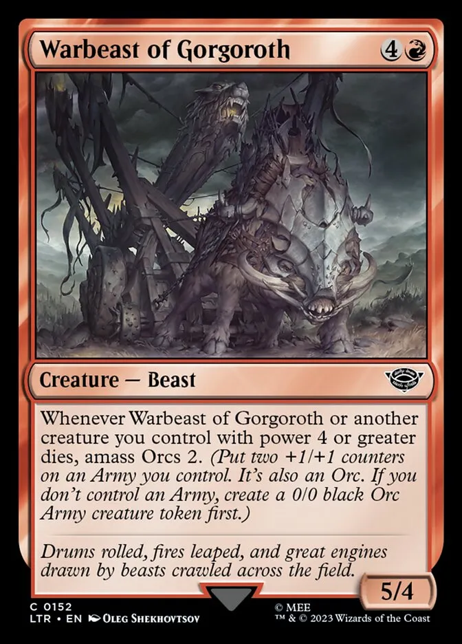 2023 The Lord of the Rings: Tales of Middle-earth Warbeast of Gorgoroth #152 common card image